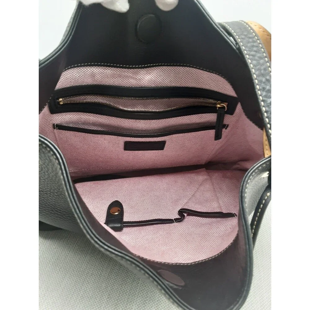 Dooney & Bourke Tote Shoulder Bag Grommet Black Pebbled Leather J2948561
